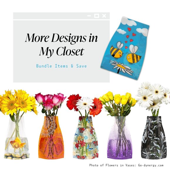 Reva Expanding Flower Vase Droplets Design Purple NWT - Picture 5 of 5